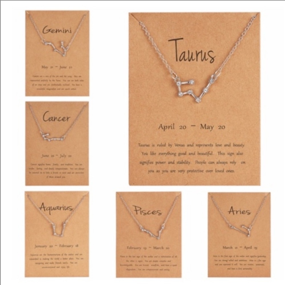 Zodiac Constellation Necklaces Silver Tone